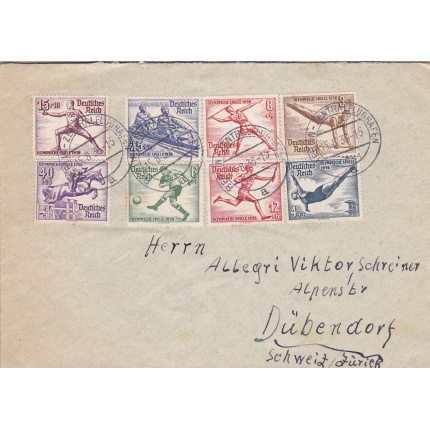 1936 Germania/Deutsches Reich, Michel n° 624/631 Komplette serie auf brief