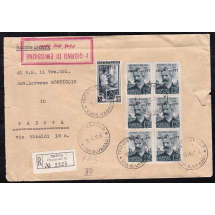 1952 TRIESTE A - n° 89 su lettera con annullo TROFEO BATTAGLINI (non comune)