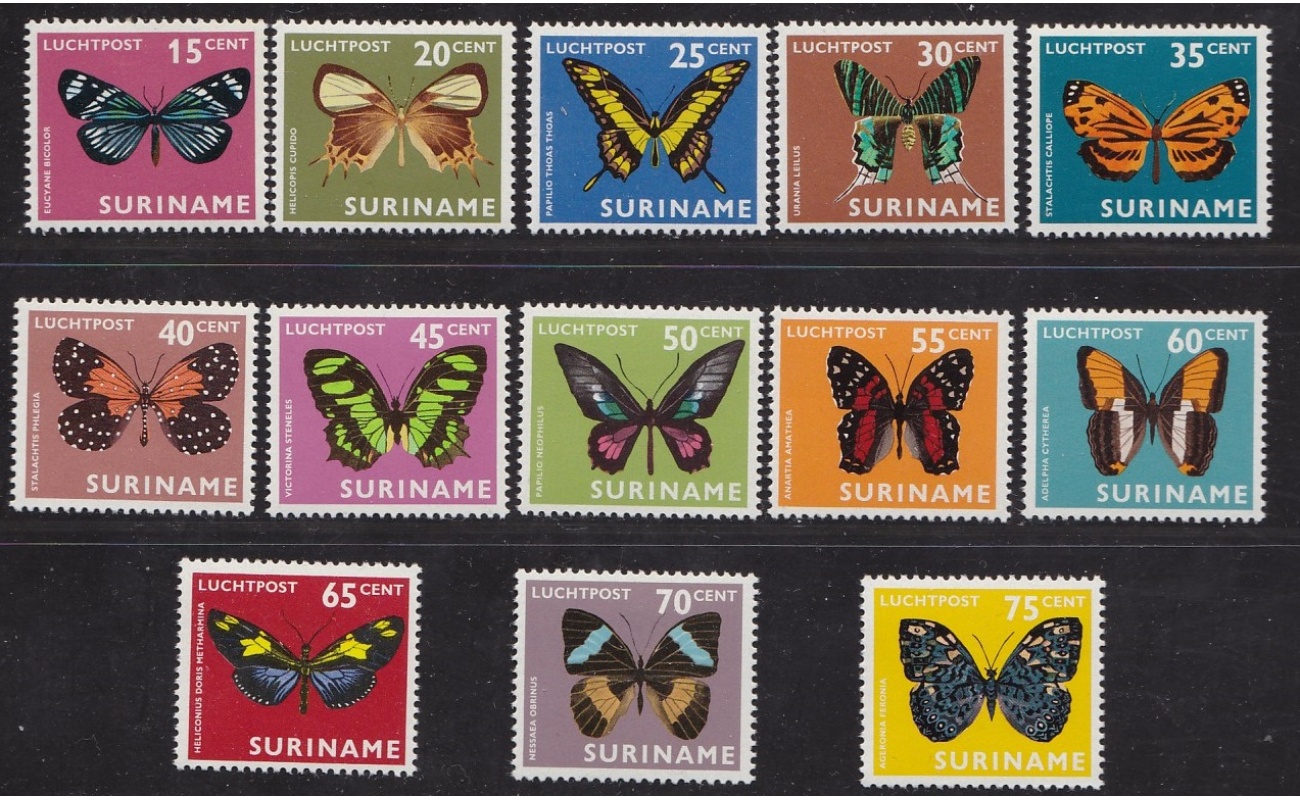 1972 SURINAME - Yvert PA 40/52 serie di 13 valori  MNH/**
