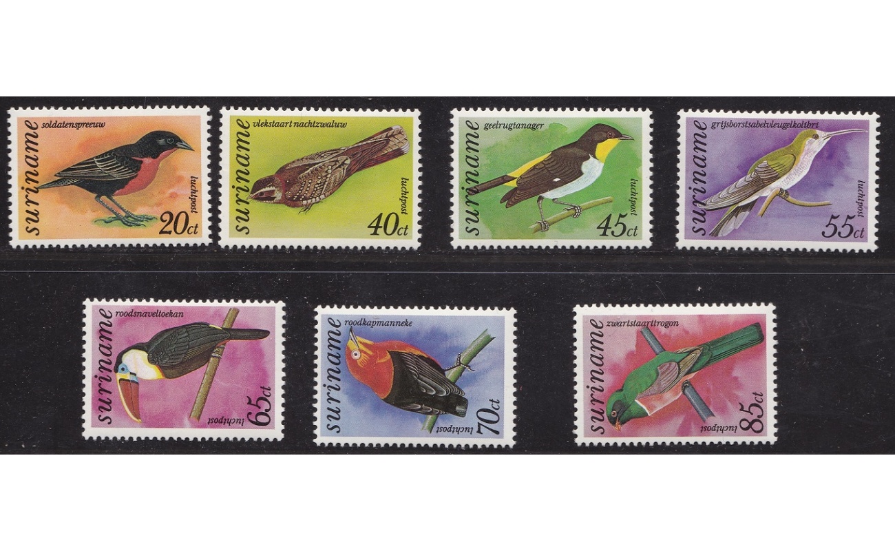 1977 SURINAME - Uccelli/Oiseaux, Yvert PA 71/77 serie di 7 valori  MNH/**