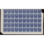 1944 RSI, n° 495 Lire 1,25 azzurro MNH/** BLOCCO DI 50 CON NUMERO DI TAVOLA