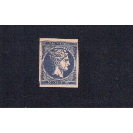 1875/86 GRECIA, n° 50  20 lepta oltremare scuro Firmato Raybaudi