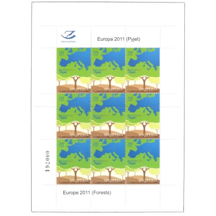 2011 EUROPA CEPT Albania,  1 Minifoglio di 9 serie , Le Foreste , MNH**