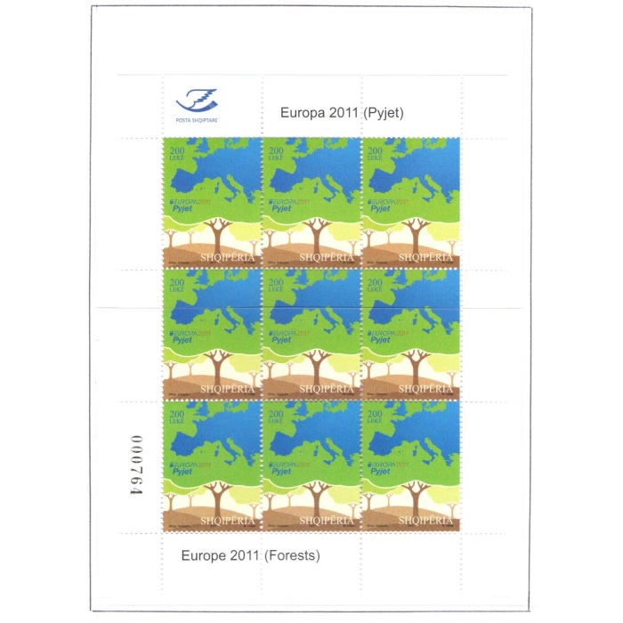 2011 EUROPA CEPT Albania,  1 Minifoglio di 9 serie , Le Foreste , MNH**