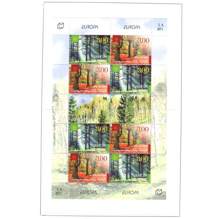 2011 EUROPA CEPT Bosnia Croata , 1 Minifogli di 4 serie , Le Foreste , MNH**