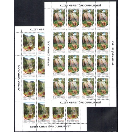 2011 EUROPA CEPT Cipro Turca 2 Minifogli di 16 valori , Le Foreste , MNH**