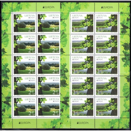 2011 EUROPA CEPT Lituania,  2 Minifogli di 10 valori , Le Foreste , MNH**