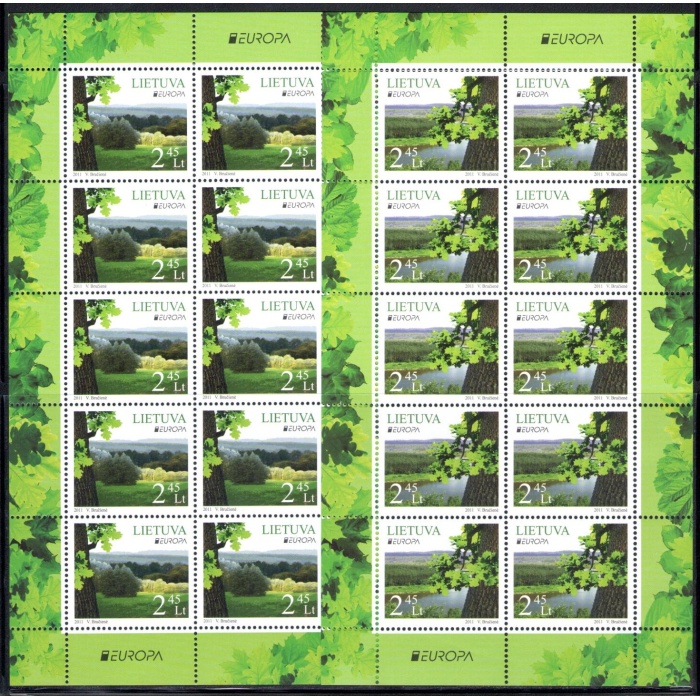 2011 EUROPA CEPT Lituania,  2 Minifogli di 10 valori , Le Foreste , MNH**