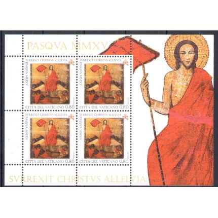 2015 Vaticano , Pasqua Gesù esce dalla tomba , n 1695 Minifoglio di 4 valori MNH **