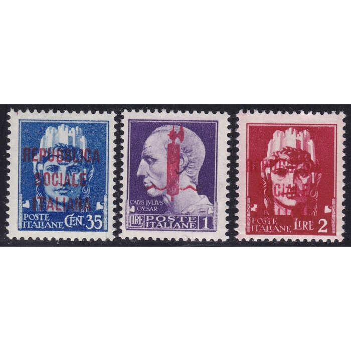 1944 Repubblica Sociale Italiana, SAGGIO P19-P21-P22 MNH/** SIGLATI Biondi/Chiavarello