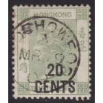 1891 Hong Kong - SG 45 20c. on 30c USATO Annullo Tipo D