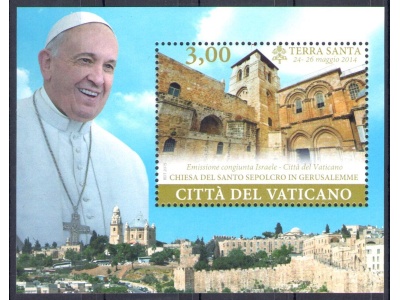 2015 Vaticano , Viaggi di Papa Francesco in Terrasanta Gerusalemme, Foglietto n. 86 MNH **
