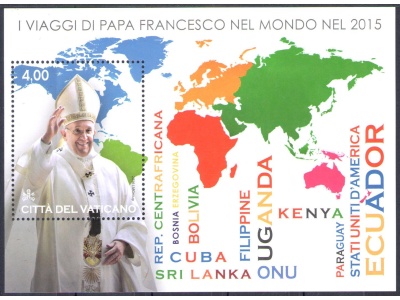 2016 Vaticano , I Viaggi nel Mondo di Papa Francesco , Foglietto n. 89 MNH **