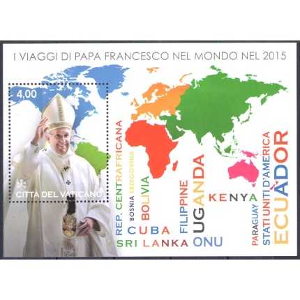 2016 Vaticano , I Viaggi nel Mondo di Papa Francesco , Foglietto n. 89 MNH **