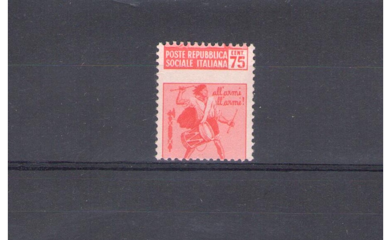 1944 RSI, n° 499da - 75 cent. rosa carminio MNH** VARIETA' DENTELLATURA SPOSTATA IN ALTO
