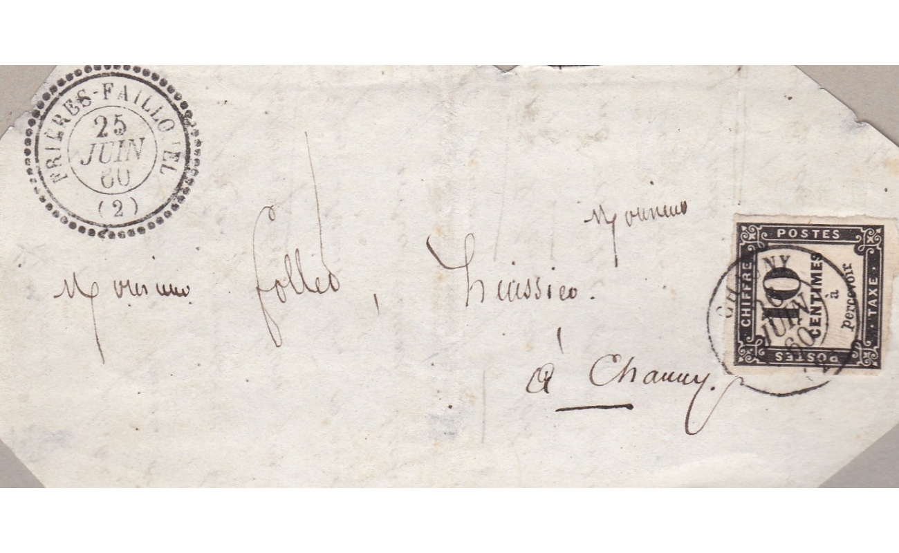 1860 FRANCIA, Frontespizio affrancato con Tassa 10 c. nero