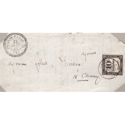 1860 FRANCIA, Frontespizio affrancato con Tassa 10 c. nero