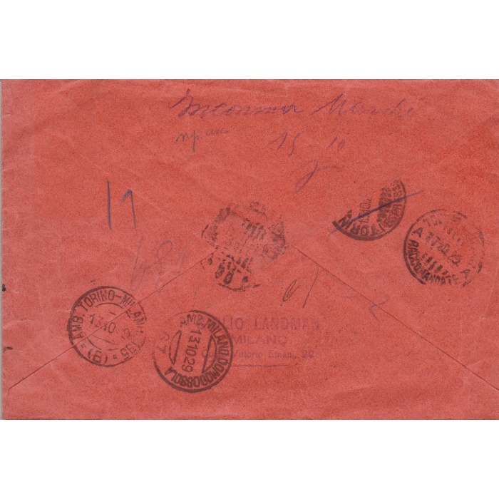 1929 Italia - Regno, Esposizione Filatelica di Torino PA 2A (x2)+n° 248 su lettera del 13 ottobre