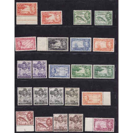 1938-48 CAYMAN ISLANDS, SG 115/126a  set of 14+9 values different colours and perforations  MNH/**