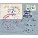 1947 Brescia, 2a Giornata Filatelica su lettera viaggiata con erinnofili