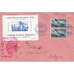 1947 Brescia, 2a Giornata Filatelica su lettera viaggiata con erinnofili
