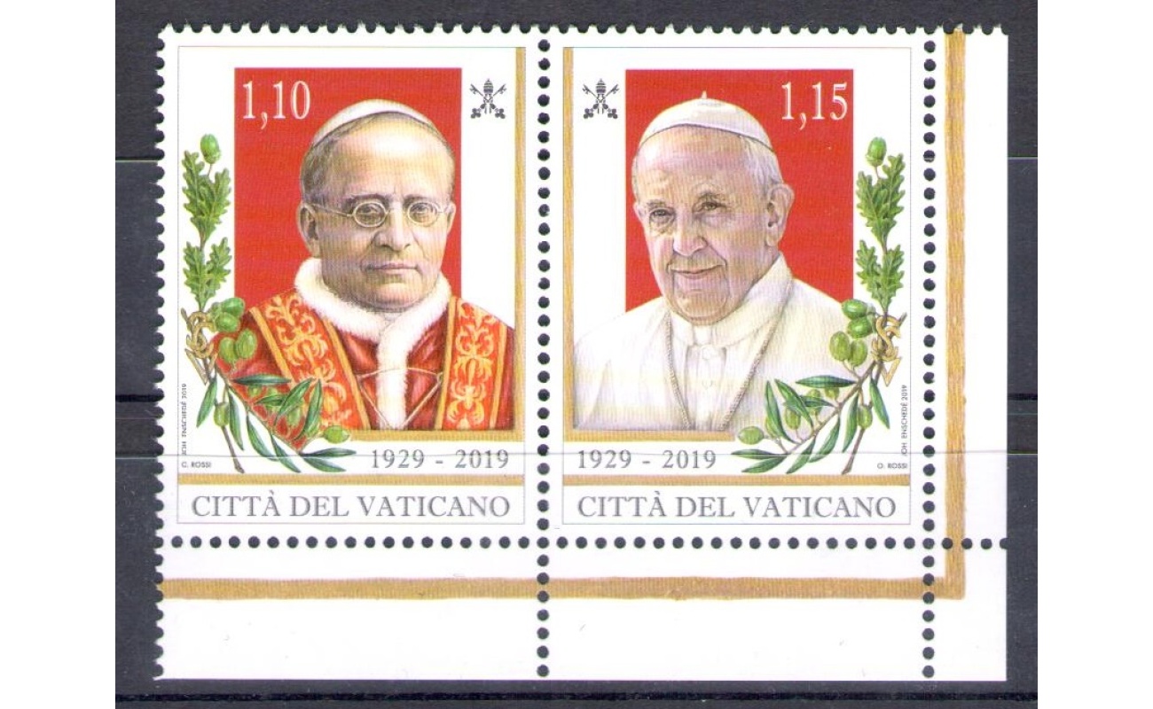 2019 Vaticano -  2 valori in coppia - 90° Fondazione Città del Vaticano 1929-2019 MNH**