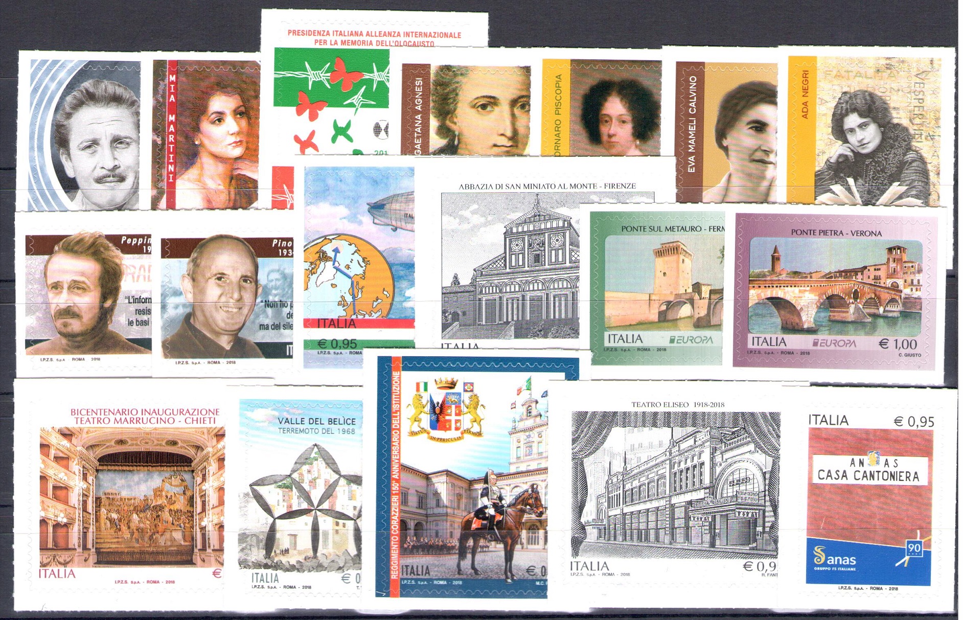 2018 ita 1 2018 Italia, Repubblica, Annata completa 58 valori +1 Foglietto, MNH** - immagine 1