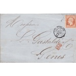 1862 FRANCIA, 40c. n° 16 su lettera per Genova con annullo stella