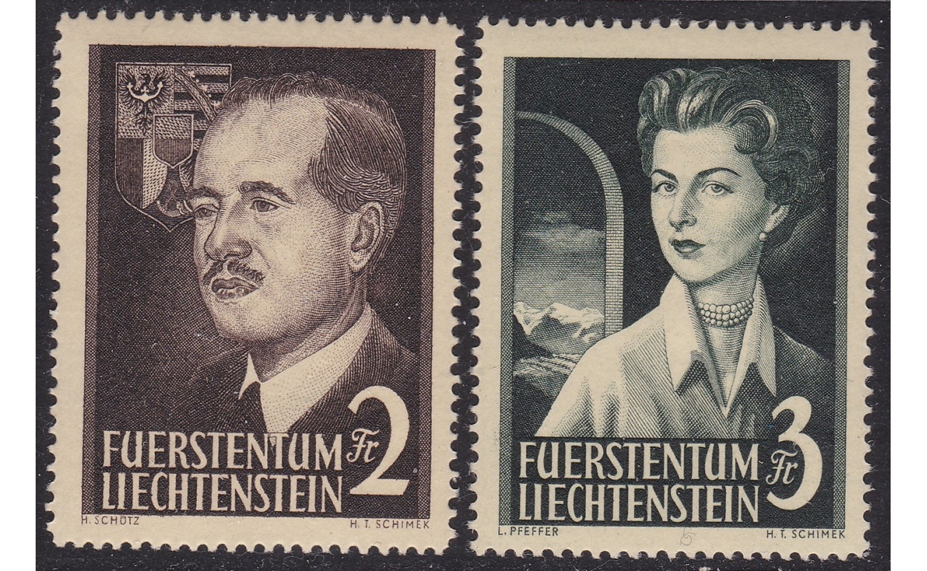 1955 Liechtenstein , n. 294/295 - Effigi dei Principi - 2 valori -  MNH**