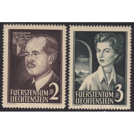 1955 Liechtenstein , n. 294/295 - Effigi dei Principi - 2 valori -  MNH**