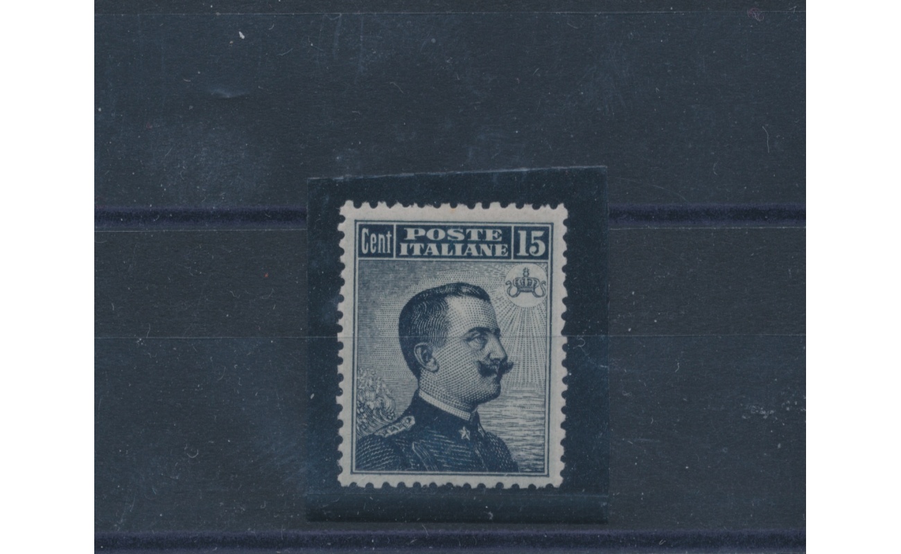 1909 Regno,  "Michetti piccolo" 15 centesimi, stampa tipografica, Centrato n. 86 MNH**  Certificato - Expertise Raybaudi