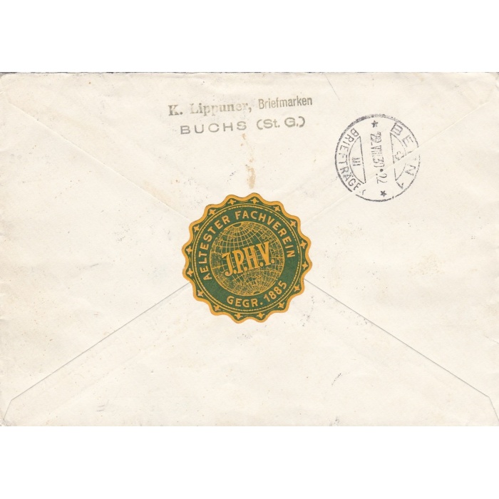 1930 LIECHTENSTEIN, Flight Schaan-Zurich-Bern Registered letter franked with Zum. 1/6