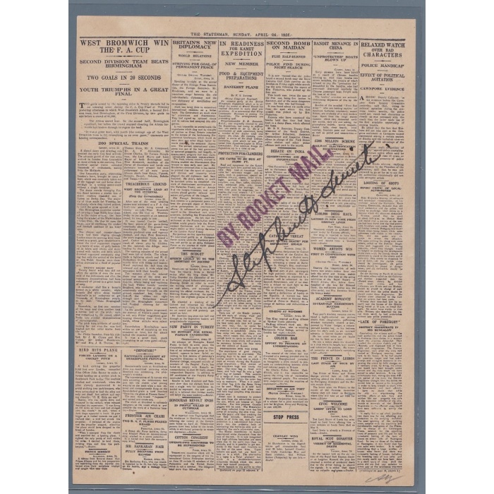 1934 INDIA, Rocket Mail Letter from Calcutta to Semaphore Station - Saugor Island  with NEWSPAPER INSIDE