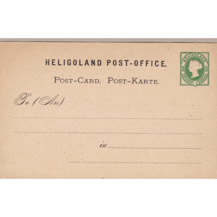 1875 HELIGOLAND, POST-CARD 3 farthings/5 pfennig green EMBOSSED IMPRESSION