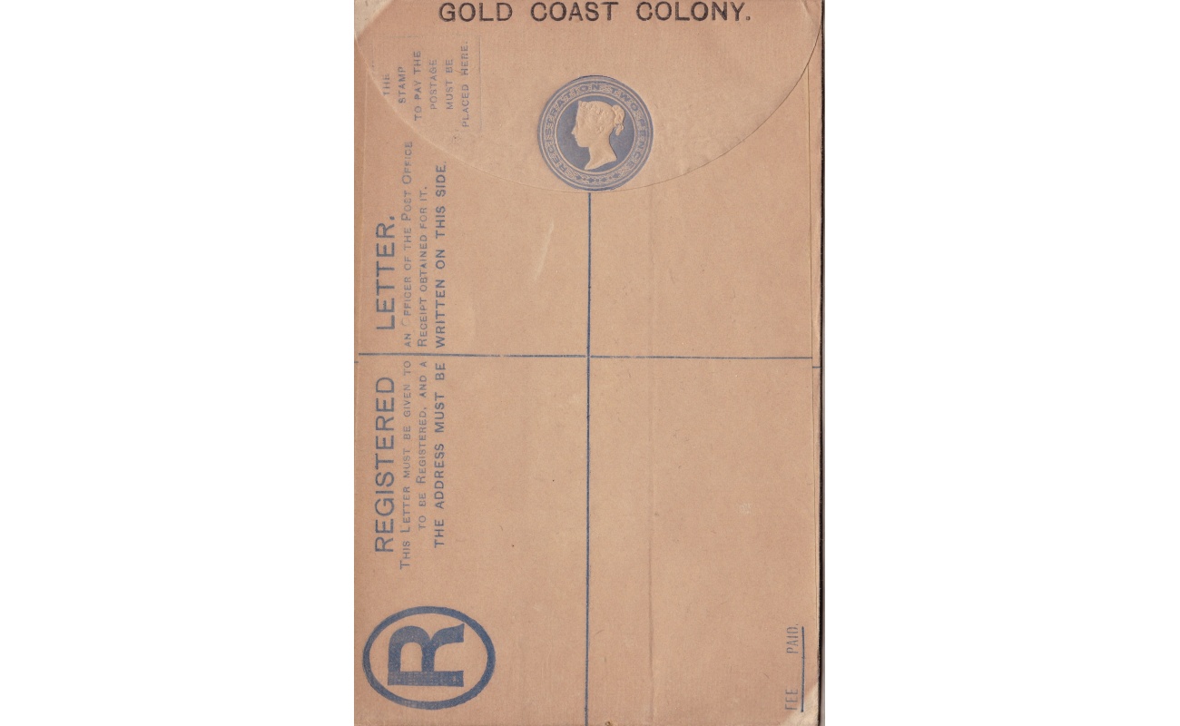 1888 GOLD COAST, REGISTERED ENVELOPE 2p. ultramarine with black overprint