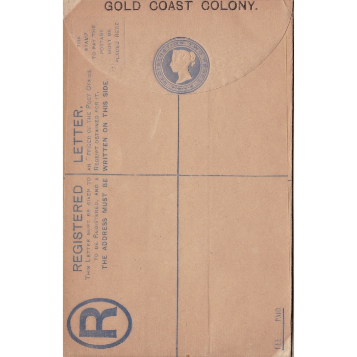 1888 GOLD COAST, REGISTERED ENVELOPE 2p. ultramarine with black overprint