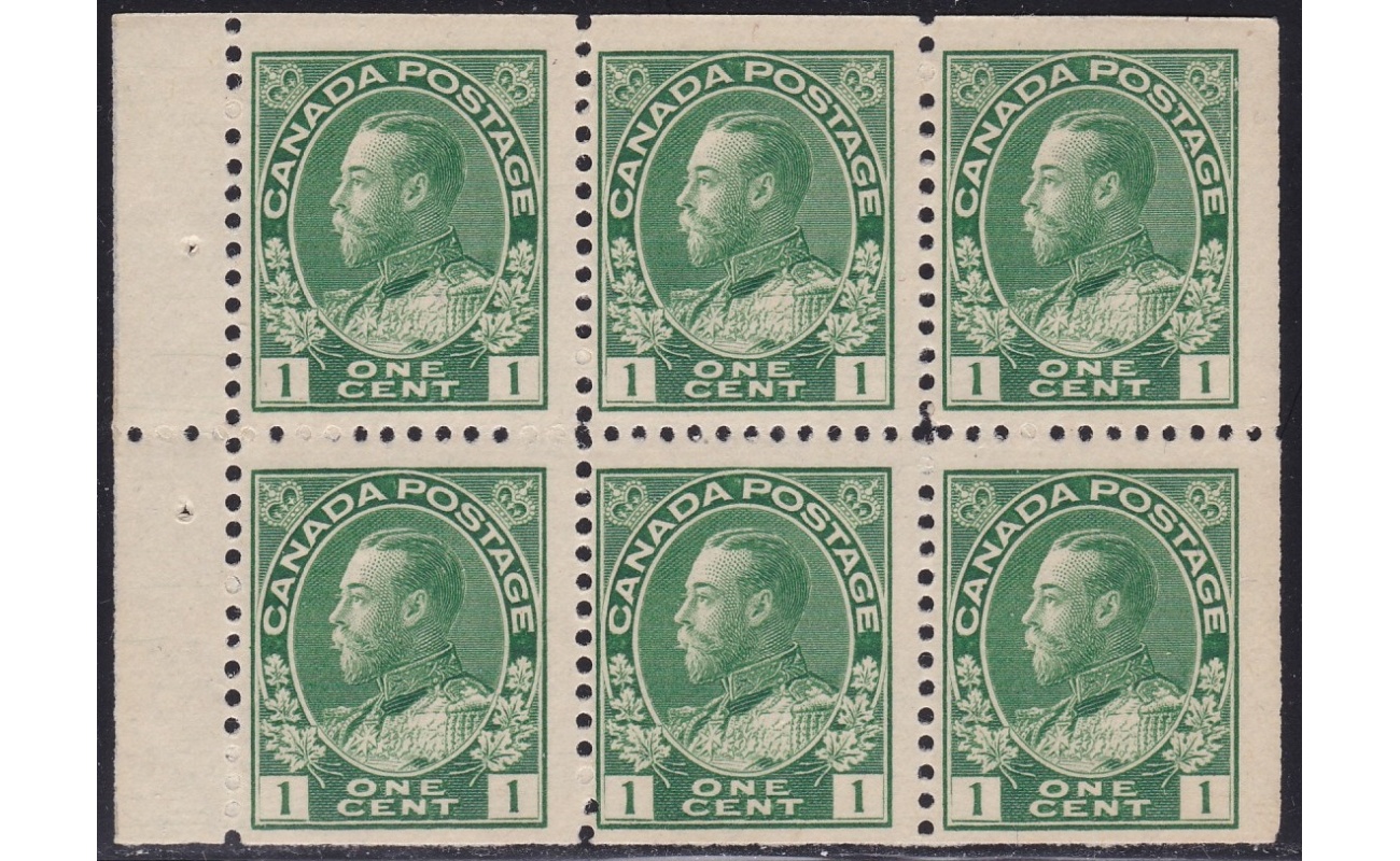 1911 CANADA - SG 199a 1c. deep yellow green pane of 6 MLH/*