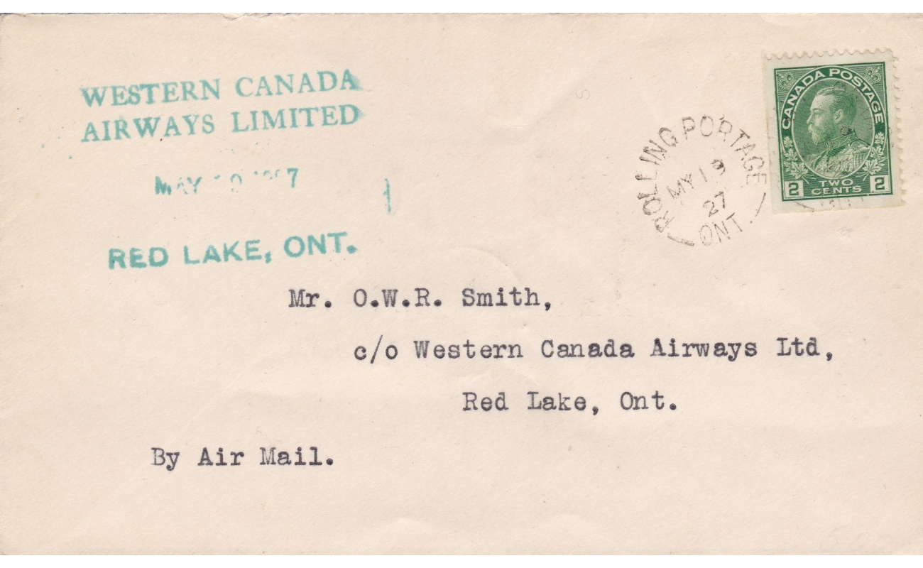1924 CANADA - FIRST FLIGHT Estevan-Winnipeg su lettera preparata con annulli speciali Muller 26
