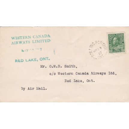 1924 CANADA - FIRST FLIGHT Estevan-Winnipeg su lettera preparata con annulli speciali Muller 26