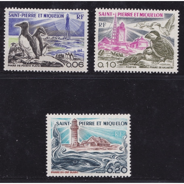 1975 ST. PIERRE ET MIQUELON - Uccelli e fari ,n° 445-447  MNH/**