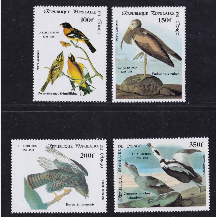 1985 CONGO - Birds/Uccelli , Yvert PA 332/335 serie di 4 val.  MNH/**