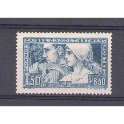 1928 FRANCIA  - Pro Cassa d'Ammortamento 1.50 + 8.50 azzurro tipo II ,  n. 252a Certificato Cilio MNH**