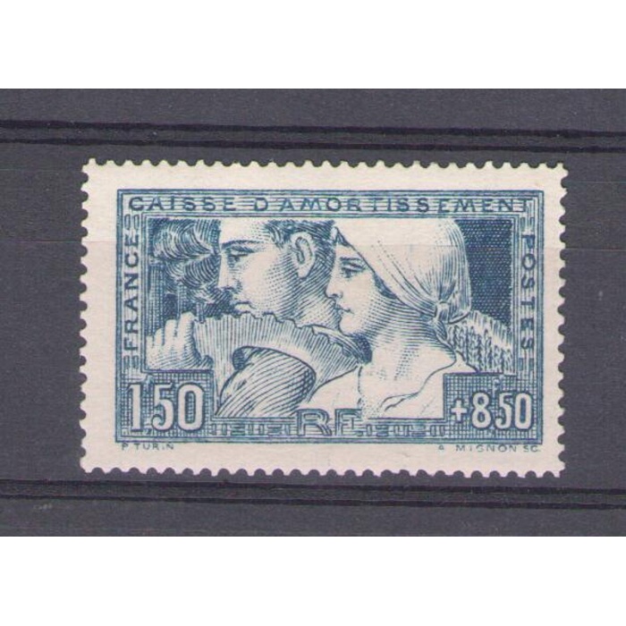 1928 FRANCIA  - Pro Cassa d'Ammortamento 1.50 + 8.50 azzurro tipo II ,  n. 252a Certificato Cilio MNH**