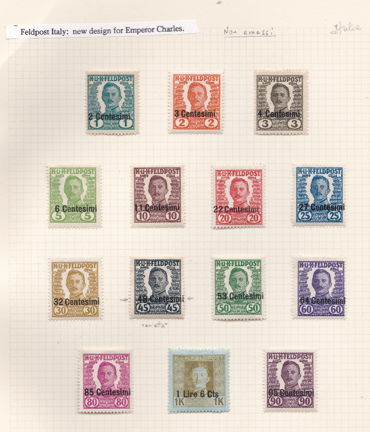 1918 FRIULI-VENETO Occupazione Austriaca, n° 20/33 , serie di 14 valori , MLH*