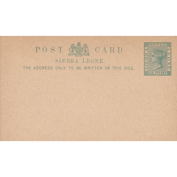 1893 SIERRA LEONE, Head of Queen Victoria ,POSTAL CARD halfpenny green on buff