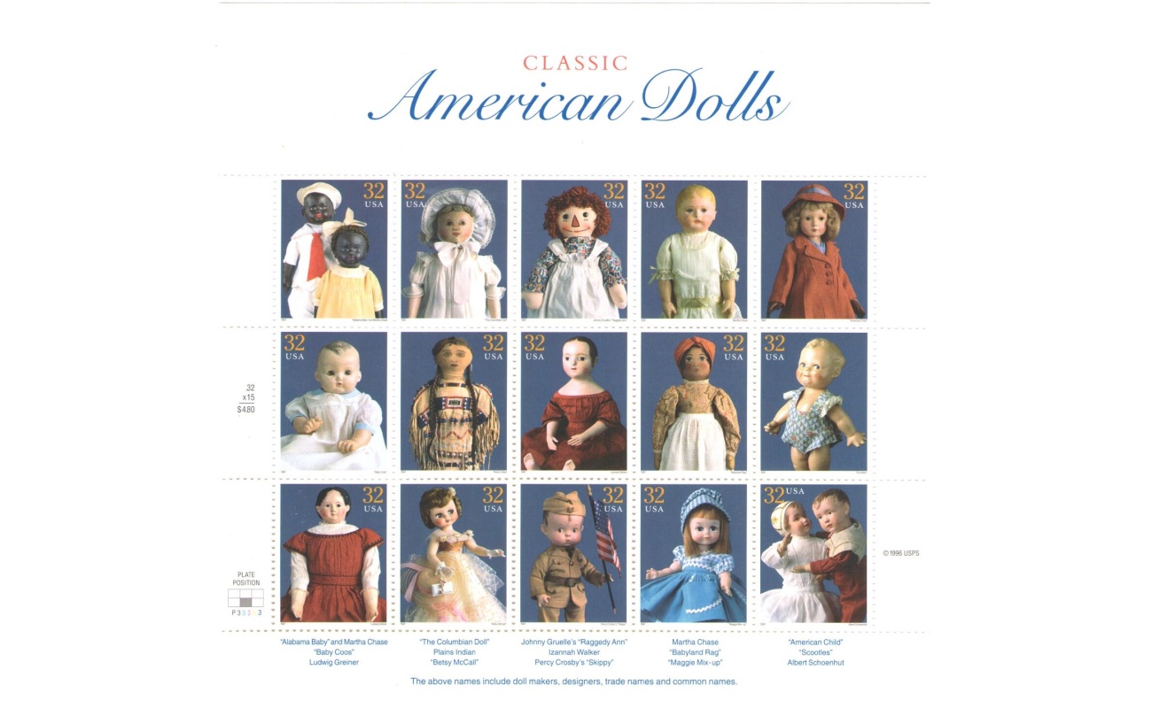 1997 Stati Uniti  , Bambole Americane  - Minifoglio di 15 esemplari MNH** n. 2979/93