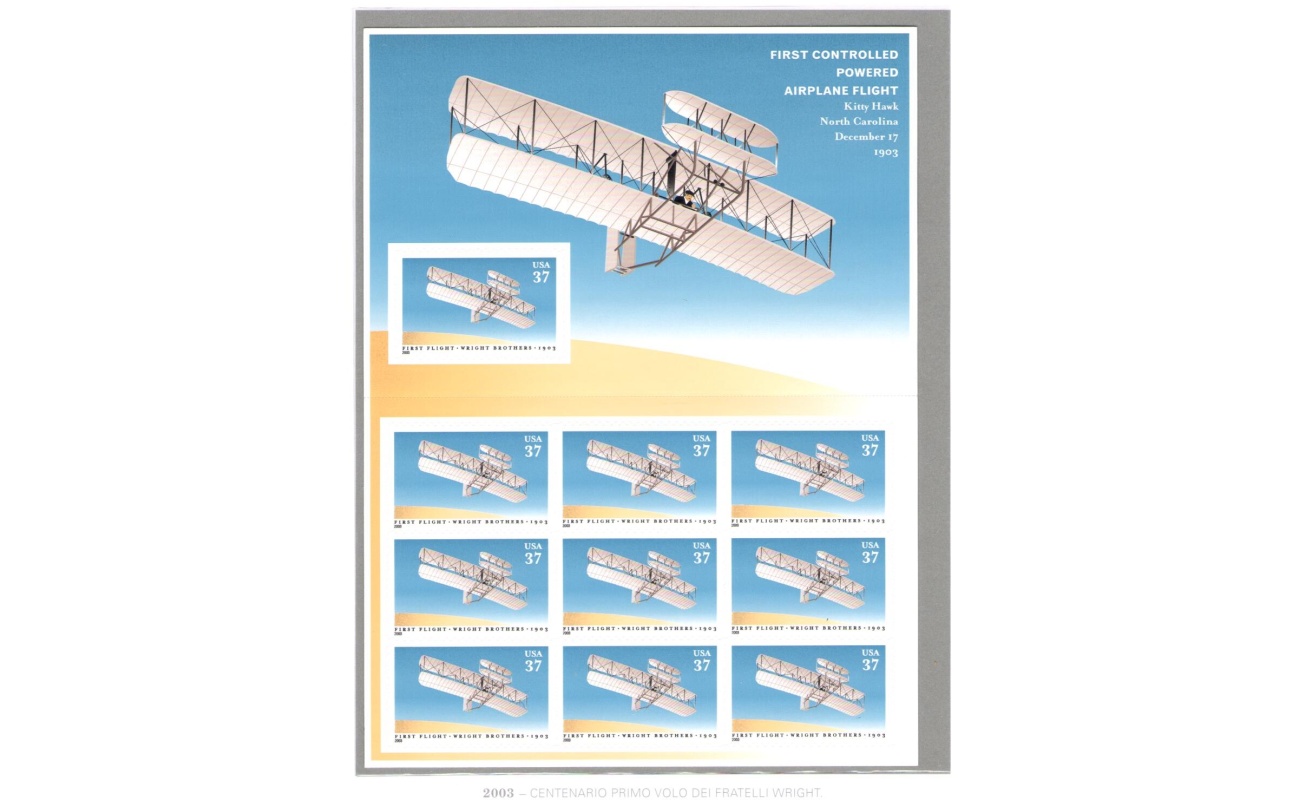 2003  Stati Uniti , Fratelli Wright - Primo volo dei fratelli Wright - 1903 Minifoglio 10 valori MNH**