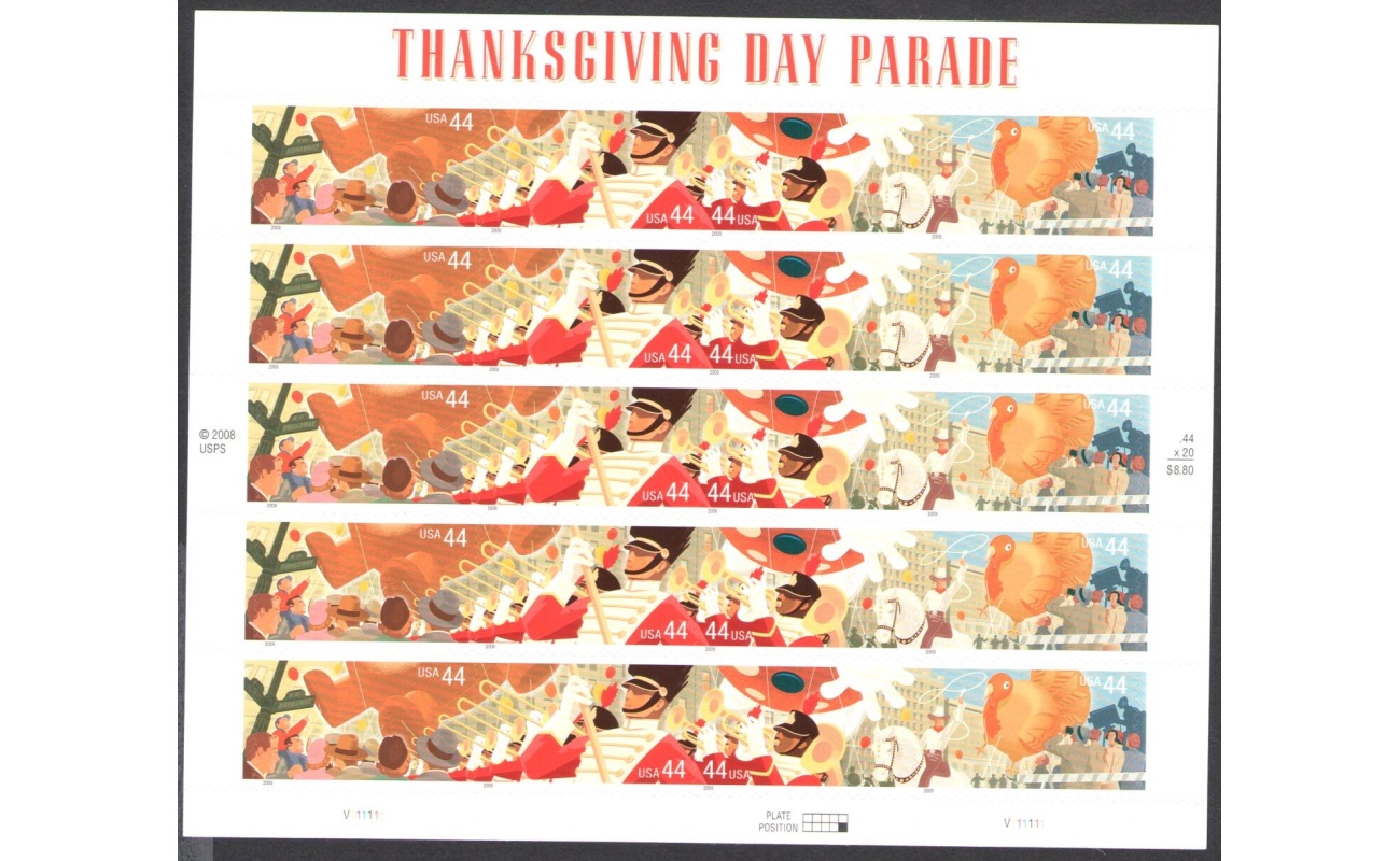 2009 Stati Uniti , Giornata del Ringraziamento  - Minifoglio di 5 strisce MNH**