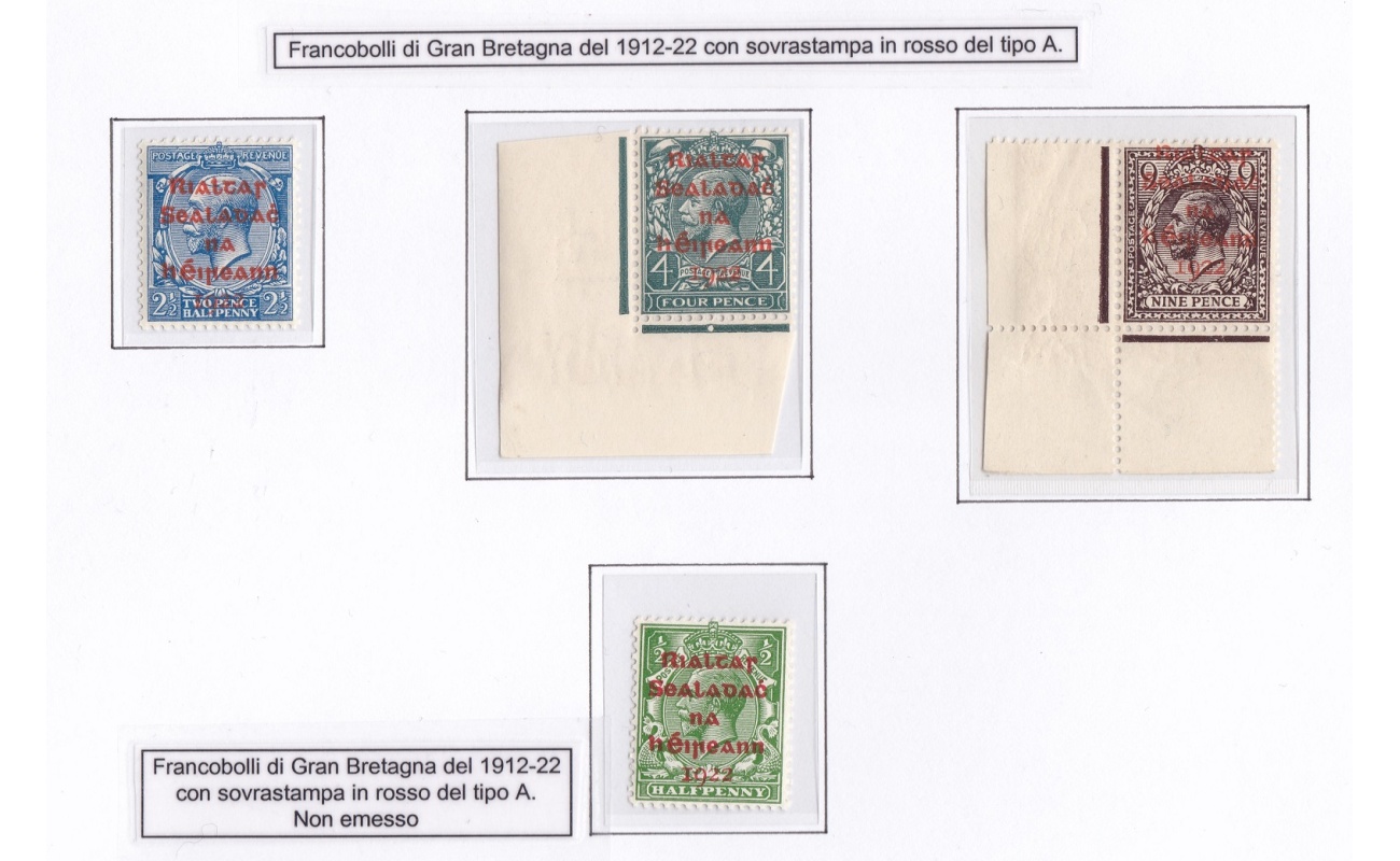 1922 IRLANDA/IRELAND, n° 16A/18A serie di 3 valori + NON EMESSO MNH/**
