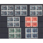 1945 ALBANIA , n°  368/374  serie di 7 valori  in quartina MNH/**